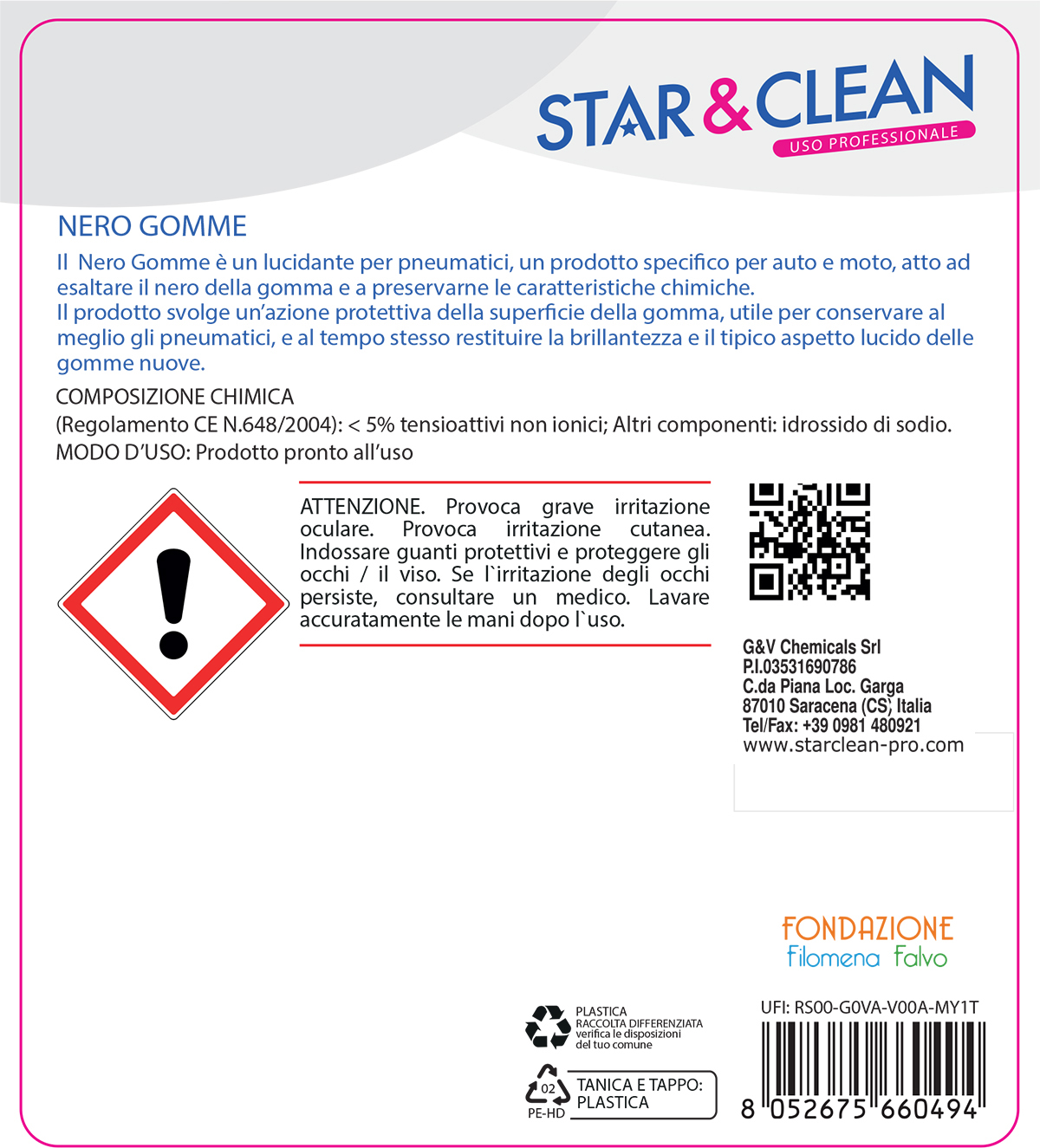 star clean 727 - nero gomme detergenti concentrati