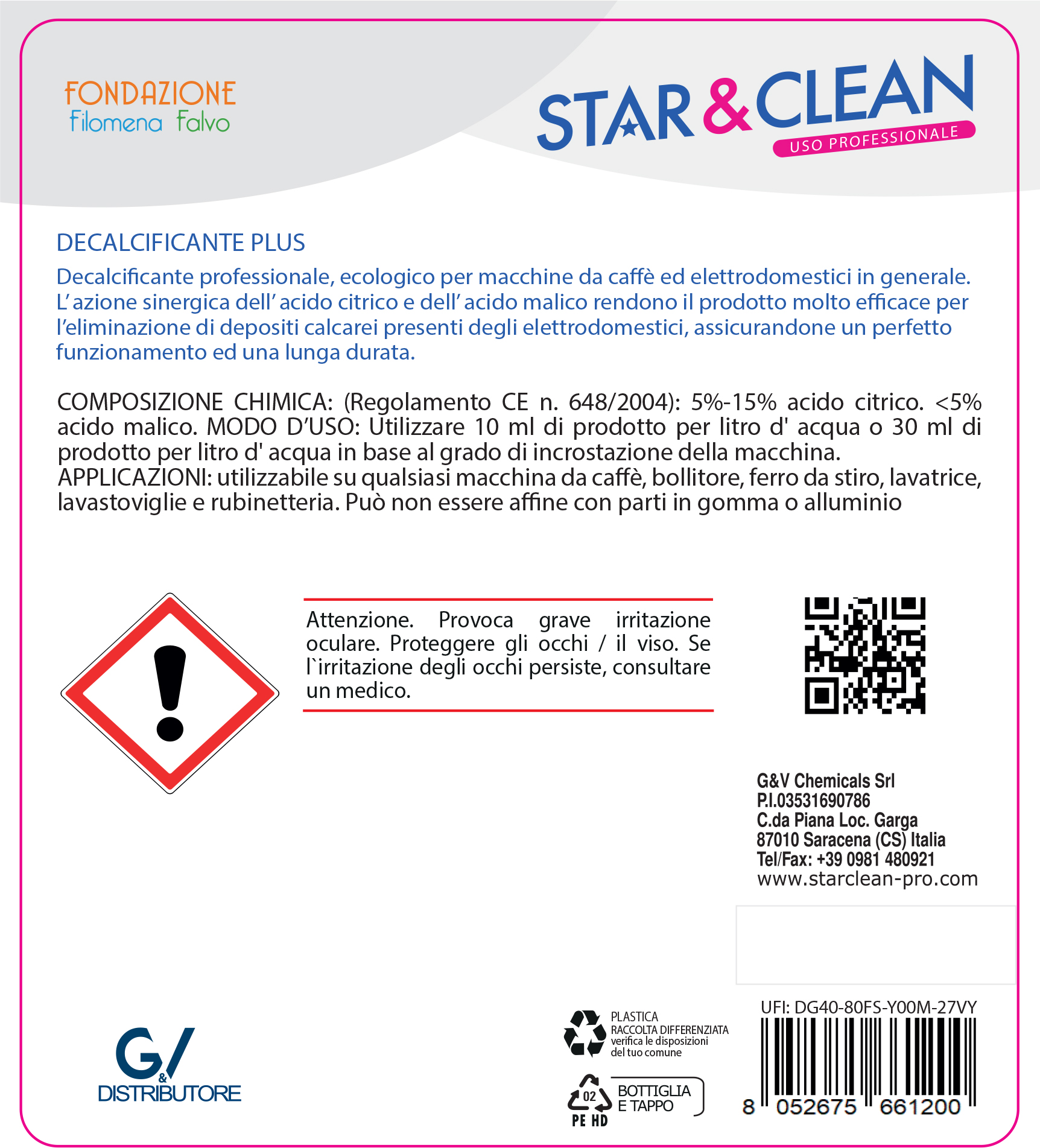 Detersivi concentrati - star clean 117 - decalcificante  plus